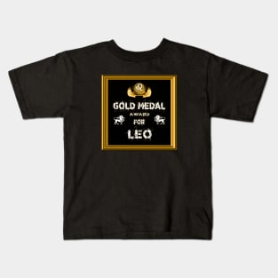 Leo Birthday Gift Gold Medal Award Winner Kids T-Shirt